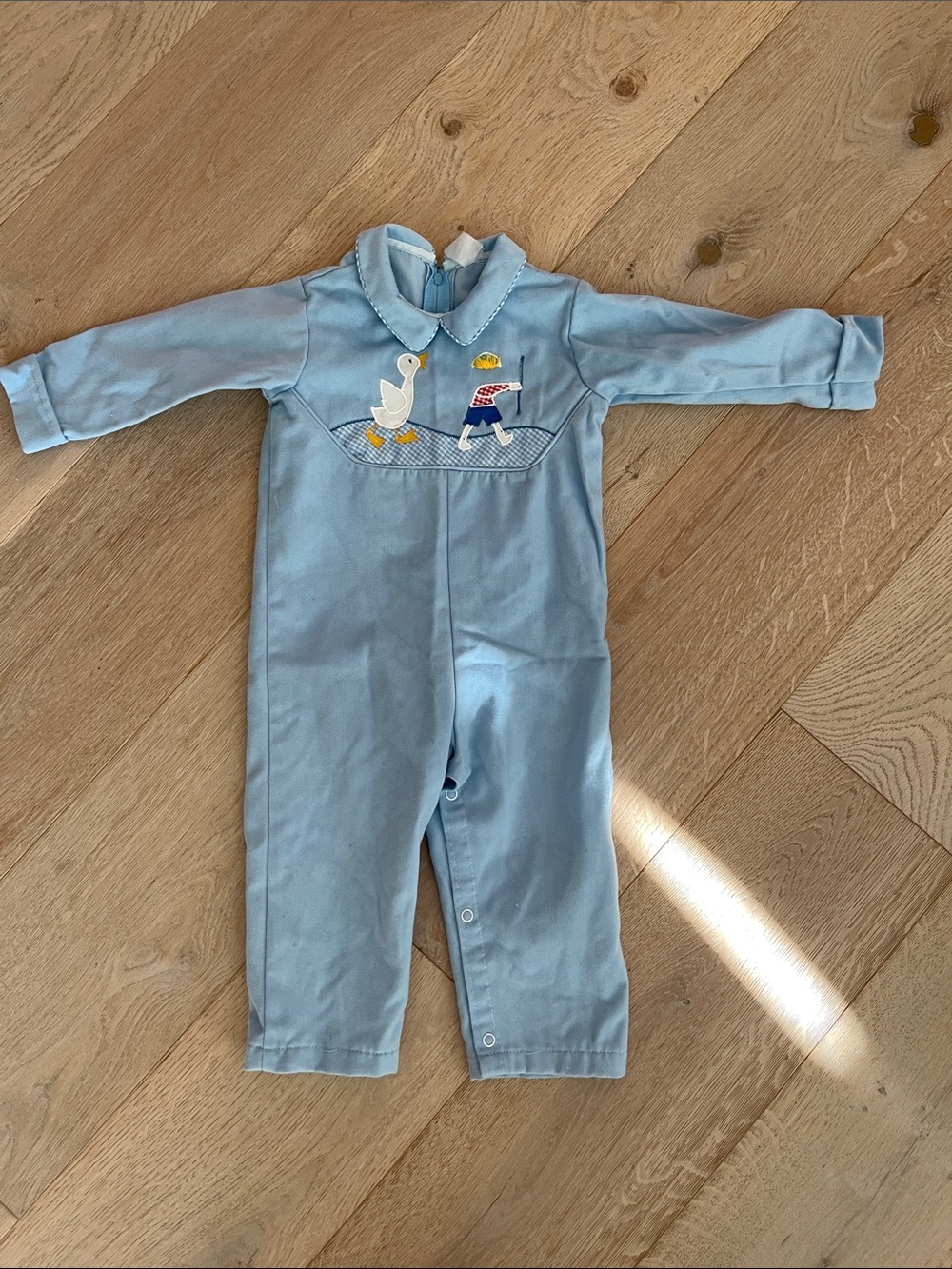 VTG Blue Embroidered One-Piece Romper